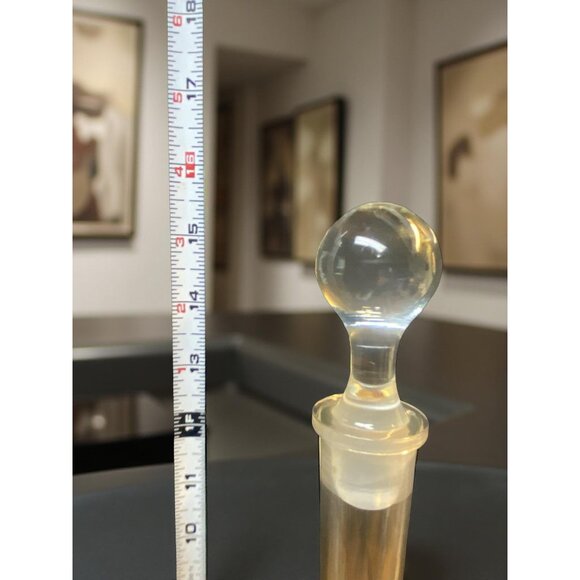 Vintage Romania Crystal Wine Decanter with Stopper Etched Floral Glass Bottle Ba - Picture 6 of 7